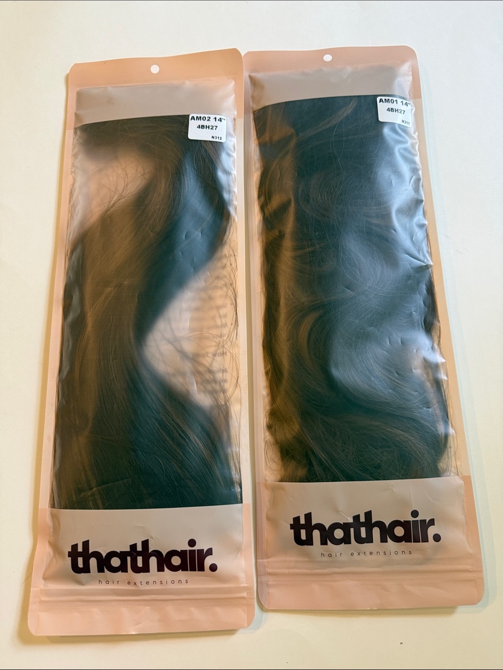thathair. Halo Ext Set 14" Dark Brown Blonde Highlight 4BH27 Straight Wavy NEW